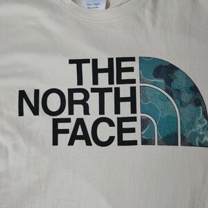 The North Face White Shirt with Blue Camo Logo